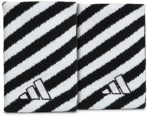 adidas Unisex Tennis Striped Wristband, Black/White, M