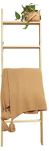 HYBDAMAI Blanket Ladder, 5-Tier Wooden Quilt Stand,Natural
