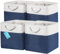 OrganiHaus 30x30 Cube Storage Bins Set of 4, Fabric Cube Baskets for Storage Shelves, Foldable Storage Cubes for Kallax Organizer Cube Bins w Rope Handles, Cubby Bins for Nursery Decor, Navy Blue