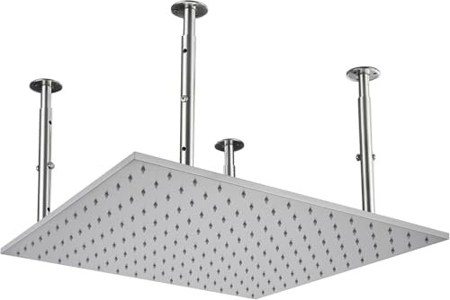 FZSERUN LED Showerhead Stainless Steel Rectangle Rainfall Shower Head Ceiling Mount for Bathroom,Silver No LED,40X80CM