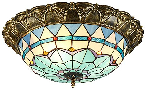 Plafonnier coloré en Verre tachée à Lampe lampadaire Flushmount LED Plafond Pendant Pendant, B, 40 cm Vie intéressante (C 40 cm)