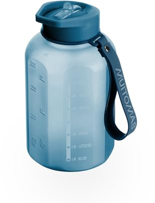 Muitomas, Borraccia Sportiva con Laccio in Silicone Anti-Scivolo, con Grafica Motivazionale, Capacità di 1,2 L, Colore Blu Ottanio