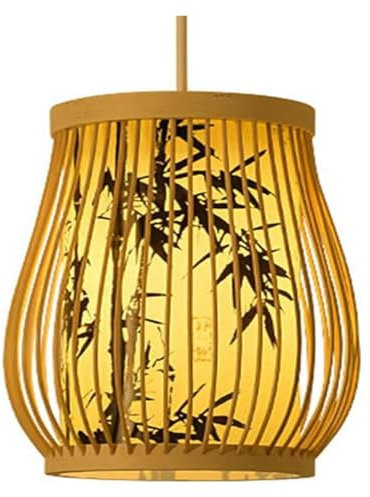 Lampade a sospensione in stile cinese Paralume in bambù artistico Paralume in materiale naturale Pergamena intrecciata a mano Lampadari a soffitto in cesto di bambù naturale