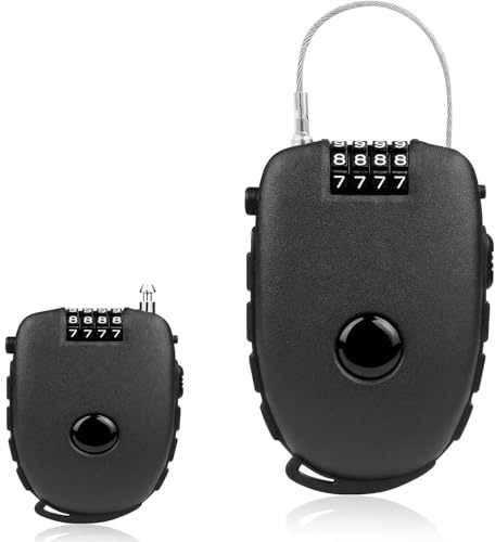 Antivol à Câble avec Code à 4 Chiffres - Câble Acier 75 cm - Serrure Cadena pour Vélo, Scooter, Bagages, Ski, Snowboard, Casque - Léger et Portable (Noir)