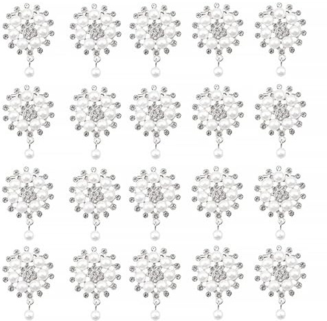 Gaomumu 20PCS Rhinestone Pearl Decoration, Fashion Diamond-Embedded Pearl Flower Brooch, Alloy Clothing Flower Button, Elegant Chest Pin for Women’s Decoration