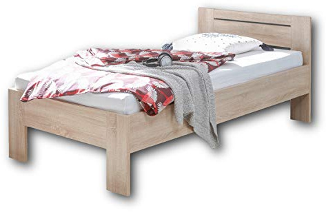 SATURN, Elegante letto futon, 90 x 200 cm, comodo letto singolo in effetto rovere sonoma, per la stanza dei ragazzi, 95 x 76 x 204 cm (larghezza x altezza x profondità)