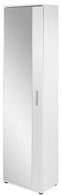 byLIVING Spiegel-Schrank Jakob/Eintüriger Hochschrank mit Spiegeltür/Weiß/Griffe Silber-Farben/Tür variabel rechts oder Links / 5 Fächer/Garderoben-Schrank/B 49, H 196, T 30 cm