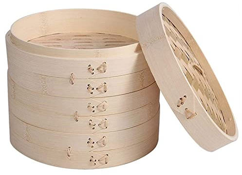 KELUNIS Vaporera de bambú para Cocina, Juego de Cesta de Aperitivos Vegetales para arroz y Pescado, Herramientas de Cocina, vaporera de bambú Hecha a Mano para Enviar Tela de Vapor