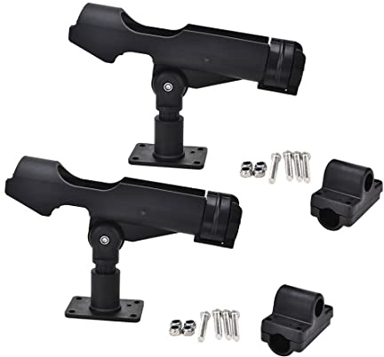 ZONADAH Pack of 2 Fishing Rod Holder 360 Degree Adjustable Rotation Base Screws for Boat Kayak Fishing Vertical Boat Accessories for Attaching to Boat Rails Fence Adjustable Fishing Rod Racks