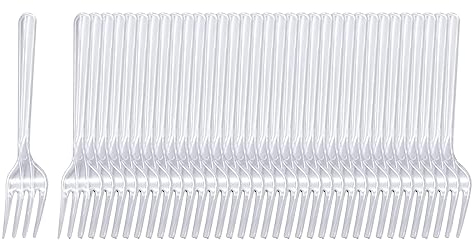 WeddHuis 100 Pezzi Forchette in Plastica Trasparente Riutilizzabile Posate in Plastica Resistenti per Attività All'interno e All'esterno per Compleanni, Feste, Catering, Matrimoni, Barbecue