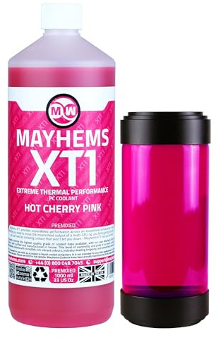Mayhems - XT1 förblandad PC kylvätska - datorvattenkylningsvätska - flytande kylning, termisk prestanda serie, UV, 1 liter, hot cherry pink (rosa)