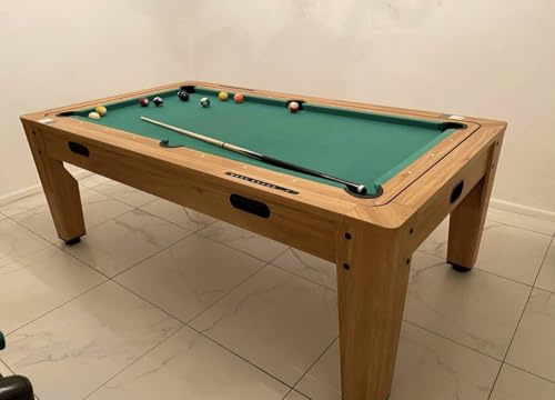 6ft Pool Table Oak Dining Table & 3 in 1 Pool Snooker Table Tennis Air Hockey Games Table With All Accessories
