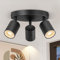Deckenstrahler 3 Flammig Rund, GU10 Deckenlampe Strahler Schwenkbar, LED Deckenleuchte Wandstrahler Schwarz, Spotlight Deckenspots für Wohnzimmer, Flur, Küche, Schlafzimmer (Ohne Leuchtmittel)