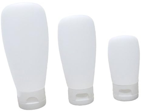 ERINGOGO Bouteilles Rechargeables en Silicone Lot de 3 Blanc pour Lotion Cosmétique 30ml 60ml 100ml Flacons Portables et Pratiques en Voyage Extérieur