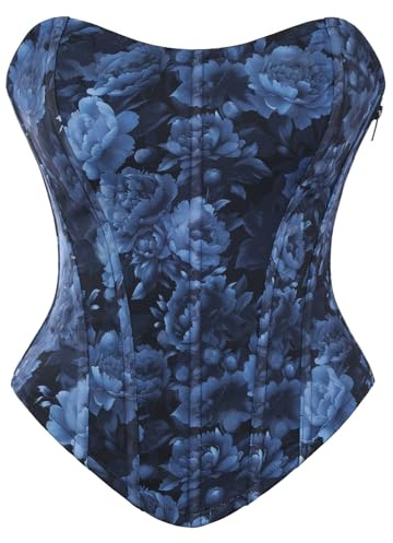 Scarlet Darkness Corset Tops for Women Renaissance Floral Bustier Western Concert Going Out Top Navy Size 8