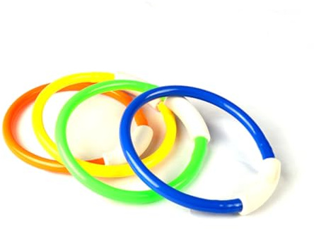 Gogogmee Anelli da Immersione per 4 Pezzi Colorati, Giocattoli per Immersioni Subacquee in Plastica Durevole, Accessori per Allenamento Nuoto Piscina e Gioco Subacqueo
