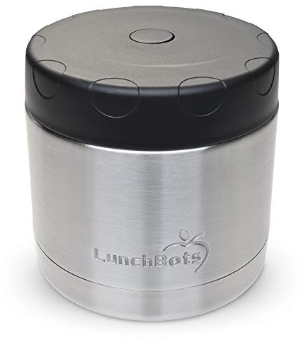 LunchBots 16oz Thermo Stainless Steel Wide Mouth - Insulated Thermo With Vented Lid - Keeps Food Hot or Cold for Hours - Leak-Proof Portable Thermal Food Jar is Ideal for Soup - 16 ounce - Black