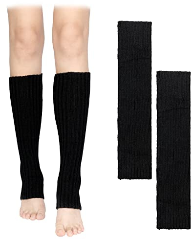 KINBOM 1 Pair Leg Warmer, 80s Goth Calf Sleeves Ice Skate Socks Ankle Warm Socks for Girls Women Dance Figure Skating Yoga (Black)