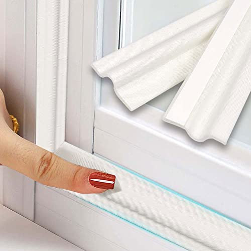 Cuysfead 196Inch/5m Window Draft Excluder Self-Adhesive Insulation Seal Strip, Window Draught Excluder Foam Tape for Soundproof, Door Draft Stopper Blocker, Weather Stripping for Door Frame (White)
