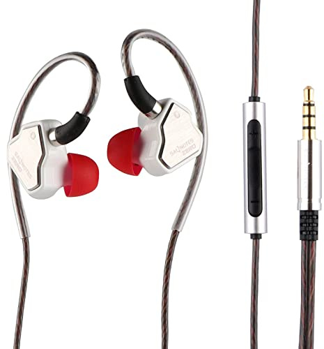 Linsoul 7Hz Salnotes Zero HiFi - Auriculares intraurales dinámicos de 10 mm IEM con diafragma Compuesto de Metal, de Acero Inoxidable, Cable OFC Desmontable de 2 Pines (Blanco, con micrófono, 3,5 mm)