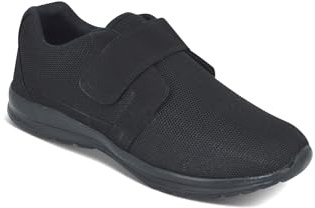 Pegasus Men's Extra Wide Fit Mesh Trainers with Touch Fasten Strap, Breathable & Supportive Lightweight Cushioned Walking Shoes Black 11