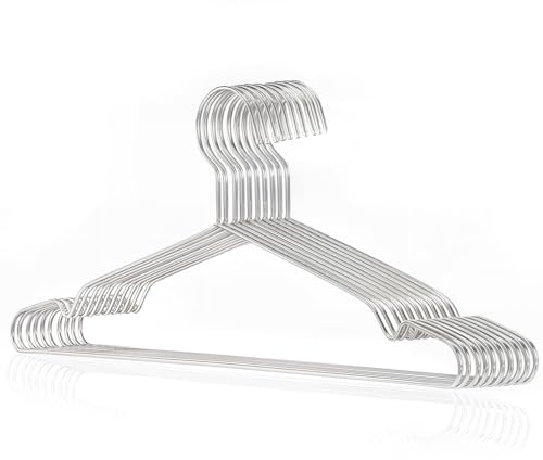 DARUITE Kleiderbügel Metall 10 Stück Bügel Edelstahl Kleider Bügel Silber Hangers Clothes Stabil Platzsparend Metallbügel rutschfest Für Garderobe Hemden Kleider Jacken Hosen(42cm)