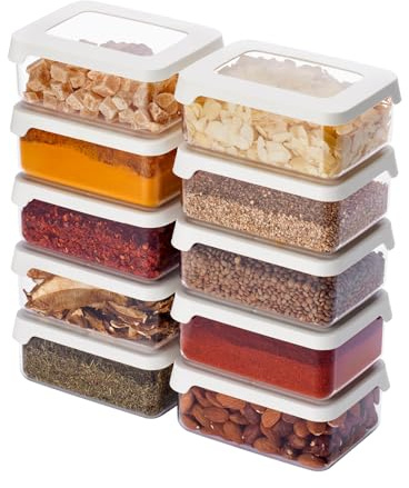 SmartStore Clear Airtight Dry Food Containers with Lids 0.35L Set of 10 - Plastic Storage Box with Lid, BPA Free, Dishwasher Safe - Stacking Kitchen Storage Containers - 12.5 x 9 x 5cm