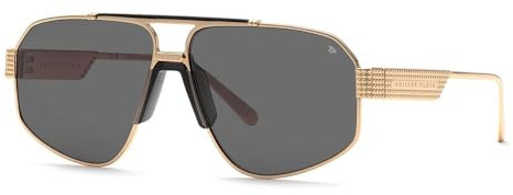 Philipp Plein Herren Spp106m Sonnenbrille, Roségold mit Halbmatten, Schwarzen Teilen, 63