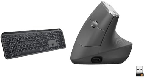 Logitech MX Keys S, Tastiera Wireless, Profilo Basso, Tasti Programmabili, Retroilluminazione & MX Mouse Verticale Wireless Ergonomico, Multi-Dispositivo, Bluetooth o 2.4GHz Ricevitore