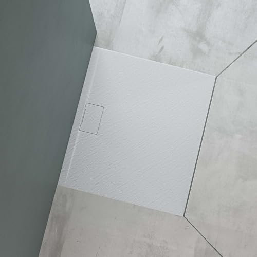 Mai & Mai Duschtasse 90x100x3 cm Duschwanne aus Mineralguss Mineralgusswanne in Weiß DIN-Anschlüsse Geoma07