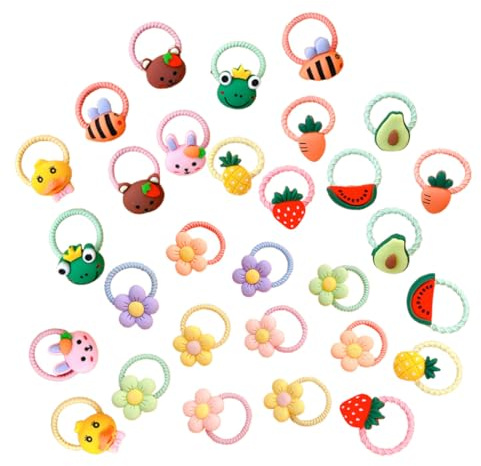 XUZOPIM 30 Pièces Bande Élastique De Bande Dessinée Accessoires De Cheveux Filles Bande De Cheveux Élastique Arc Accessoires De Cheveux Pour Bébés Et Enfants