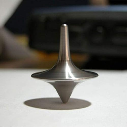 Gammaeon Trottola in metallo, totem portatile da scrivania, vintage, argento, per ragazzi e adulti