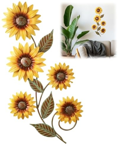 Acrylic Sunflower Wall Decorations,Garden Wall Art Outdoor,Sunflower Butterfly Wall Decor,Colorful Su/nflower Hanging Ornament for Porch,Exquisite Living Room Wall Decor for Outdoors Indoors