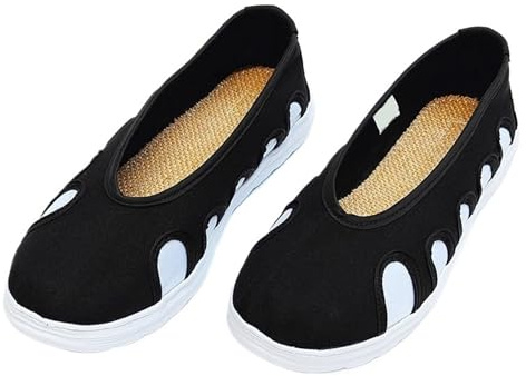 Scarpe da Kung Fu Tai Chi Tradizionale Manuale Tessuto di Cotone Traspirante Sportivo(Black fabric,36 EU)