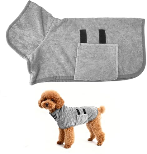 Peignoir de Bain pour Petit Chien Chat Super Absorbante, Peignoir Chien Eponge en Microfibre, Accappatoio per Cani, Serviette Chiens pour Séchage après Baignade, Peignoir Chiens Super Absorbante