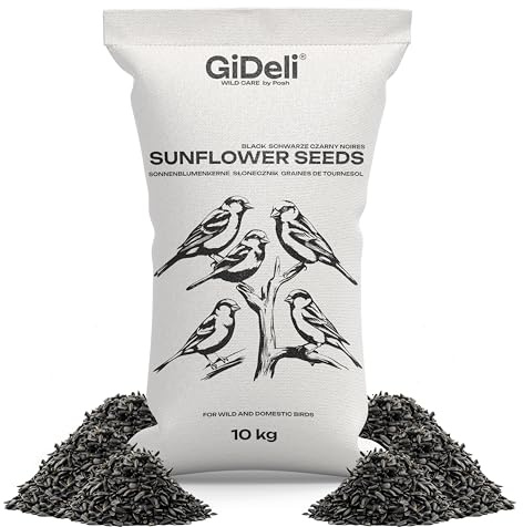 GiDeli Graines de tournesol noires 10 kg Nourriture pour oiseaux sauvages Nourriture pour oiseaux pour toute l'année Nourriture pour chevaux et petits animaux