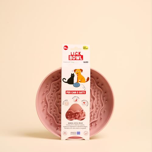 Dog Heroes Lick Bowl Ciotola Anti Ingozzamento | Base antiscivolo | Per cani e gatti | Made in EU | Rosa | Diametro 19cm