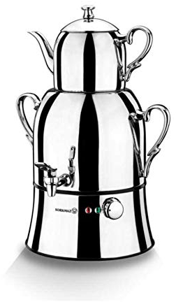Korkmaz Samovar Nosta MEGA A334 - Bollitore per tè in argento Inox/cromato, 48 cm