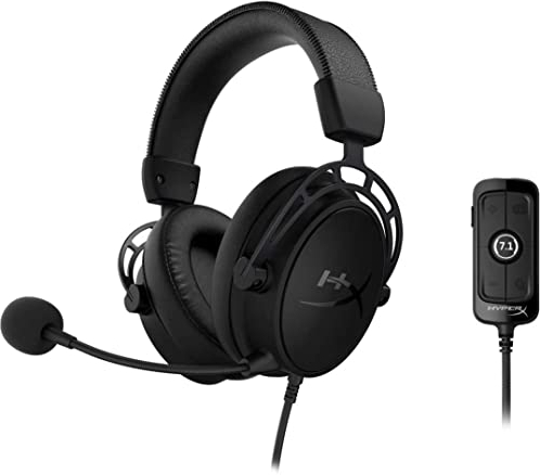 HyperX Cloud Alpha S Gaming Headset for PC and PS4, 7.1 Surround Sound, Adjustable Bass, Dual Room Drivers, Chat Mixer, Background Noise Cancelling Microphone, Black