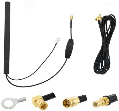Vecys Dab Dab+ Antena Coche Antena Parche Dab Amplificador Señal 15dBi Adaptador SMB Antena Montaje en Vidrio Cable RG174 3,5m 11,5ft Compatible con Dab Car Radio