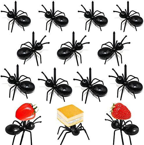 QIQN Forchetta da Frutta Formiche Porta Stuzzichini Plastica Set di 48 per Frutta Animale Decorare Snack Cake Dessert Sandwich Party Favor