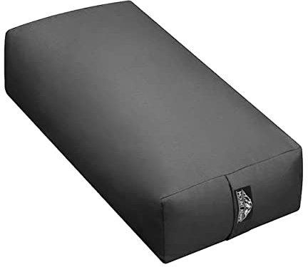 Mount Adams Rectangular Yoga Bolster for Restorative Yoga, 24 x 10 x 5, 6 lbs, 100% Cotton Rectangular Pillow with Handles, Dense, Firm Yoga Pillow and Cushion for Home or Studio, Charcoal