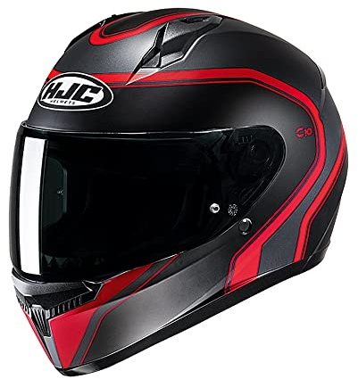 HJC C10 Elie Motorcycle Motorbike Crash Adult Unisex Bike Rider Full Face Helmet ECE 22.06 Approved, Pinlock Ready Visor (Red,M)