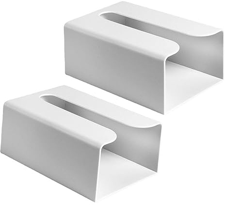 2 pièces boîte à mouchoirs Murale boîte à mouchoirs Auto-adhésive en Plastique sans perçage Distributeur de Serviettes en Papier Porte-Serviettes pour Bureau, Chambre à Coucher, Salle de Bain
