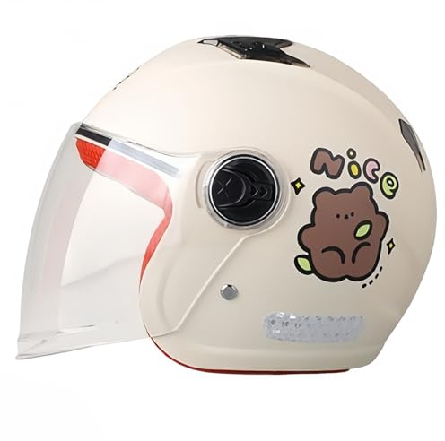 Cute 3/4 for Scooter Helmet for with Visor,ECE Approved Go Kart Dirt Bike ATV Helmet for Boys and Girls, Adjustable Electric Motorcycle Helmet A,50-55cm