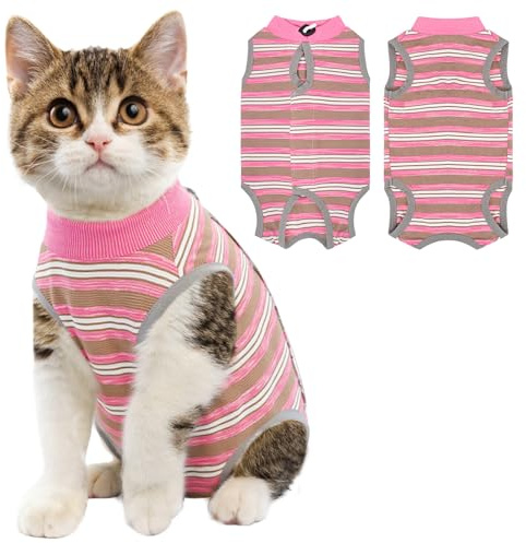 Coppthinktu Cat Recovery Suit Female, Cat Surgery Recovery Suit Cats Onesie for Cats After Surgery for Surgical Abdominal Wound Skin Diseases, Soft E-Collar Alternative Kitten Spay Suit Anti Licking