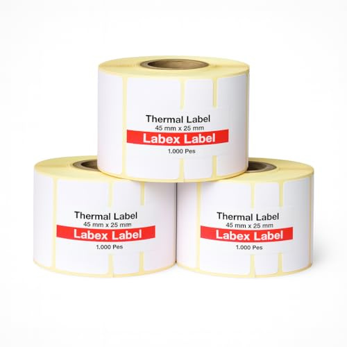 Étiquette Thermique Direct 45x25 mm | Étiquettes D’expédition - Autocollantes Thermiques - 3 Rouleaux - 3000 Étiquettes Professionnelles