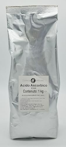 Acido Ascorbico - Vitamina C - 1Kg - E300 - Alimentare, in polvere, antiossidante, conservante. No OGM, senza glutine, senza allergeni, per vegani e vegetariani