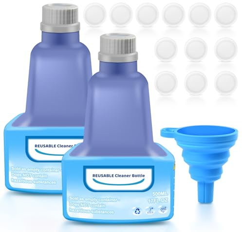 Botella de recarga reutilizable para Swiffer WetJet Kit Spray Mop, incluye 2 botellas recargables, 1 embudo de silicona, 12 juntas, no contiene agentes limpiadores