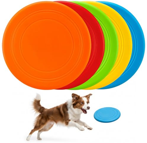 Paquete de 5 discos voladores para perros, juguetes flotantes suaves para cachorros para entrenar, juguetes interactivos para perros, juguete para buscar al aire libre para pequeños y medianos